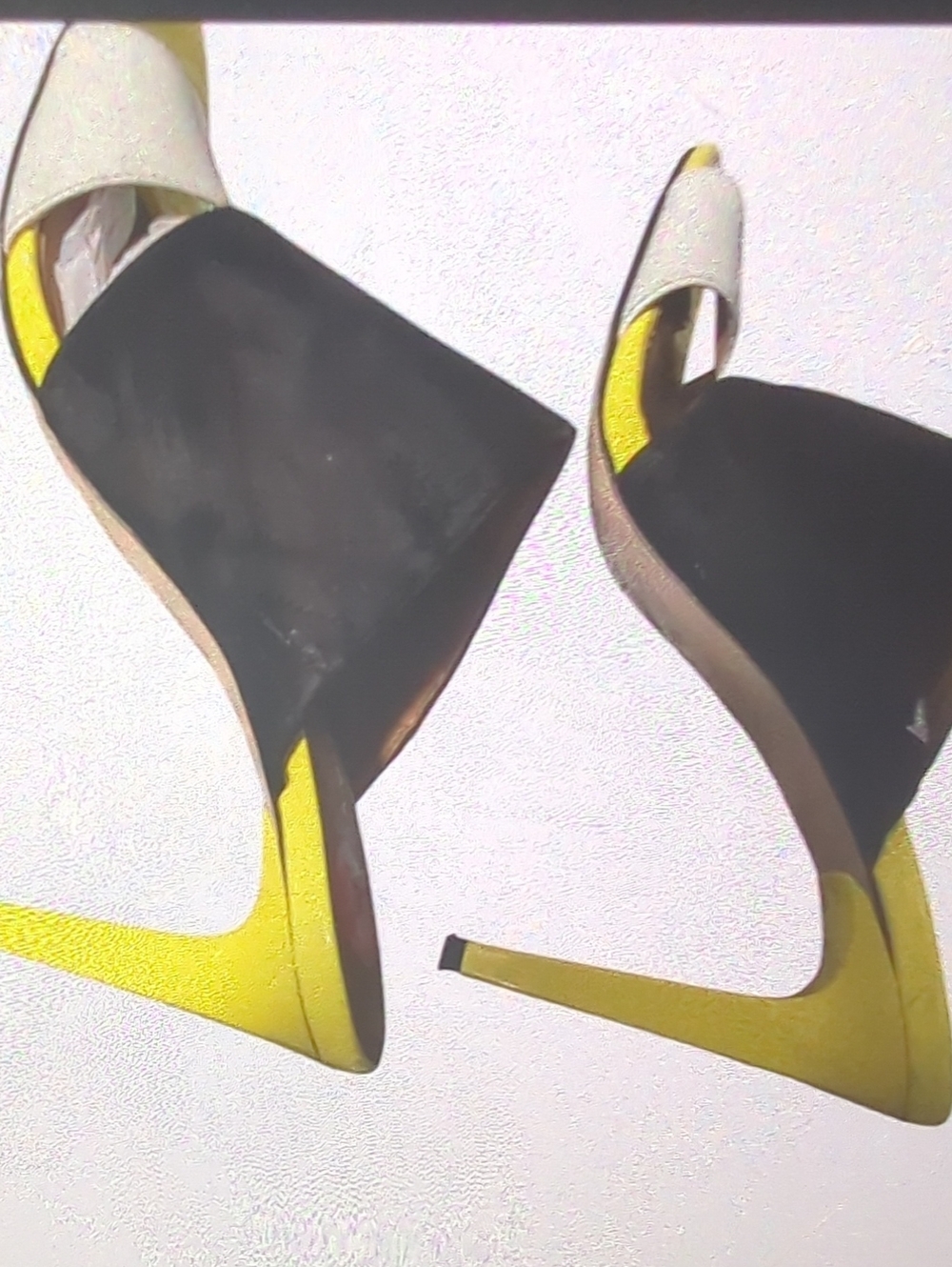 Women's Two-Tone Yellow and Black High Heel Mules